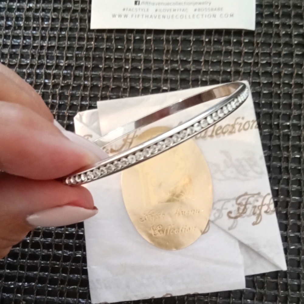 Swarovski Crystals Rhodium Bangle Bracelet S